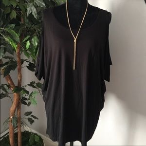2X Forever 21 plus size cold shoulder black blouse